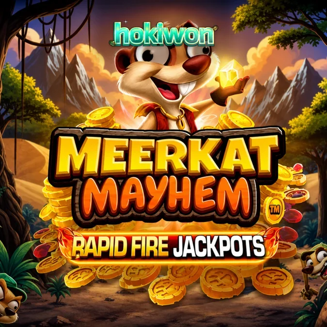 Tampilan layar permainan slot Meerkat Mayhem di perangkat seluler